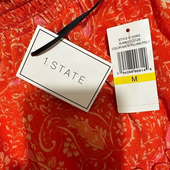 1.STATE Womens Size M Summer Eaze Paisley Print Smocked Waist Mini skirt ~ NWT - Picture 7 of 8